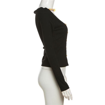 Beaded contrast long sleeve v neck ruched top-final-sale