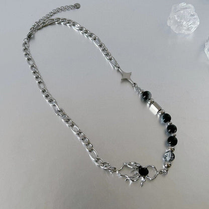 Spider decor beaded chain necklace