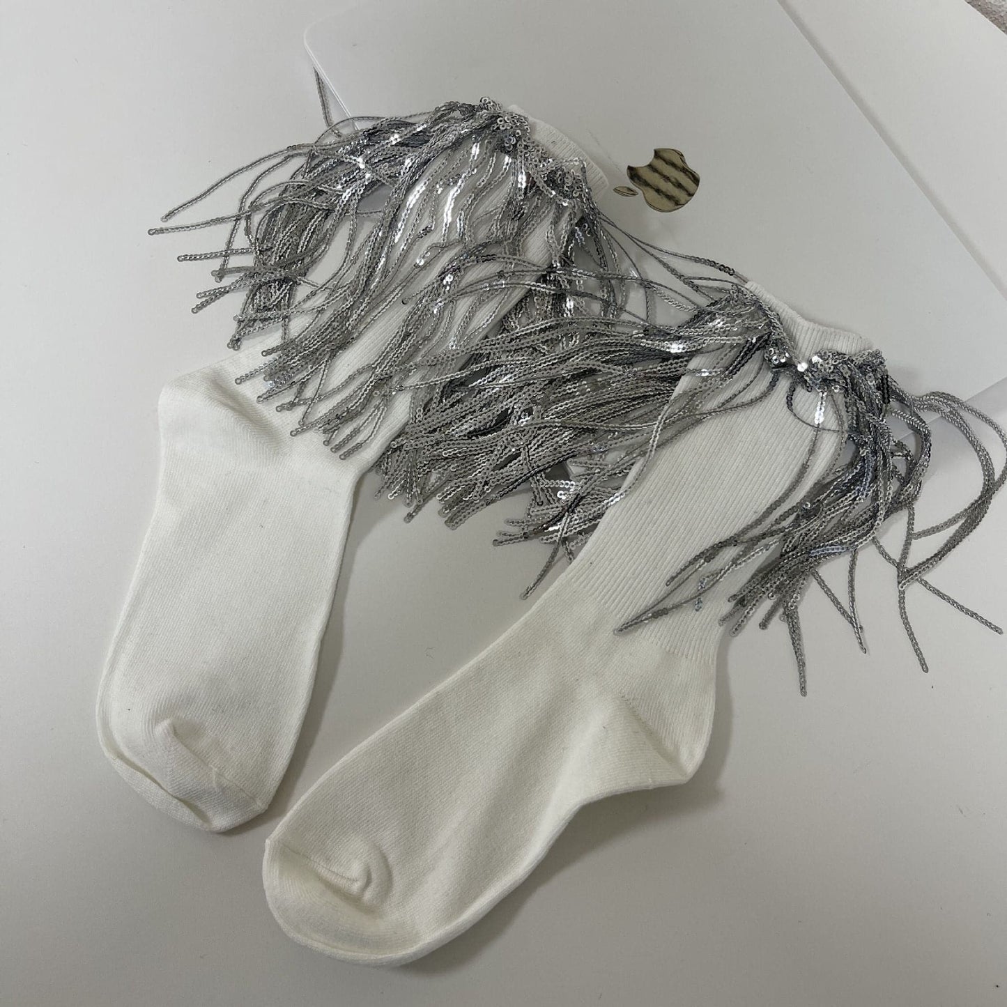 Tassels glitter contrast socks