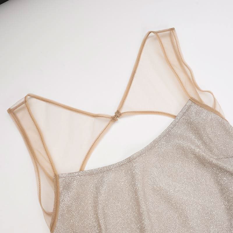 Glitter u neck backless cami maxi dress