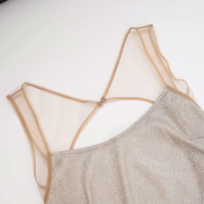 Glitter u neck backless cami maxi dress