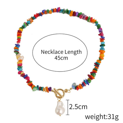 Stone beaded multicolor pendant necklace