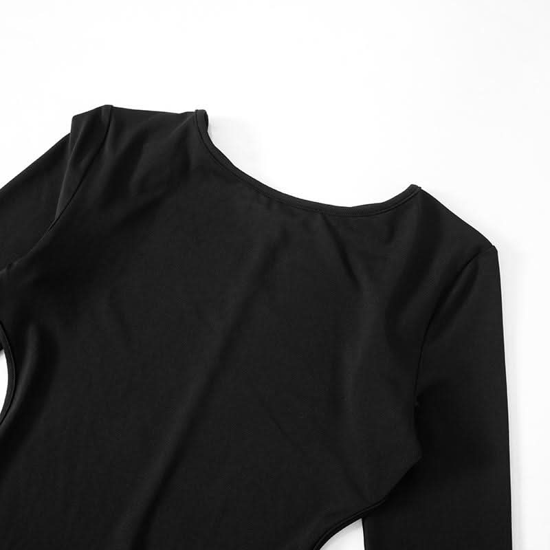 Long sleeve crewneck backless mini dress