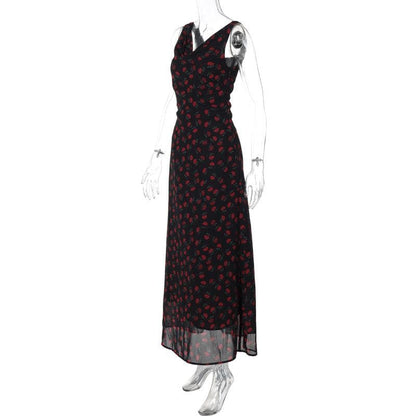 Sleeveless print cowl neck maxi dress