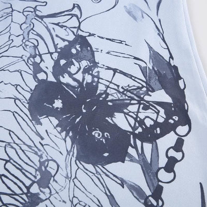 Print tie dye backless cami maxi dress-final-sale