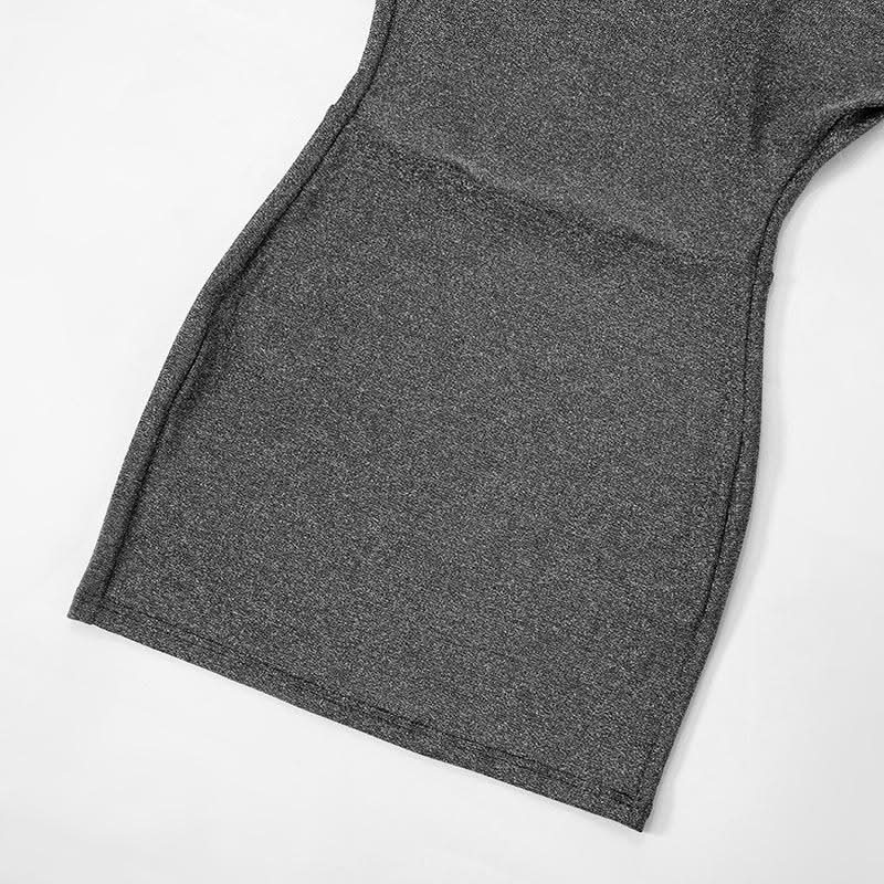 One shoulder long sleeve glitter mini dress