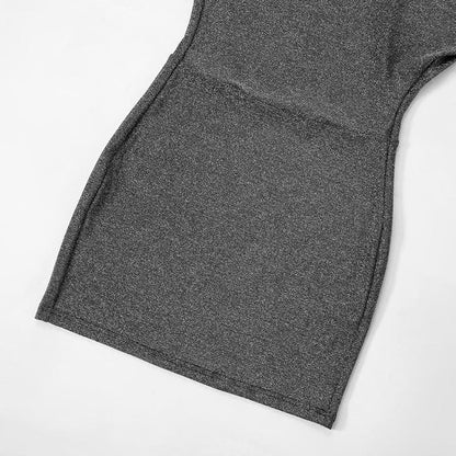 One shoulder long sleeve glitter mini dress