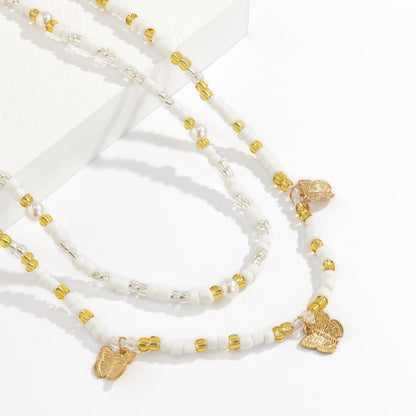 Beaded butterfly pendant multicolor waist chain