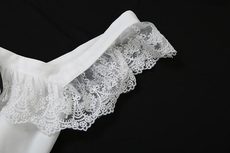 Lace hem bowknot backless mini dress