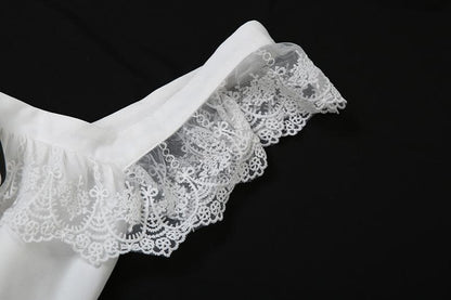 Lace hem bowknot backless mini dress