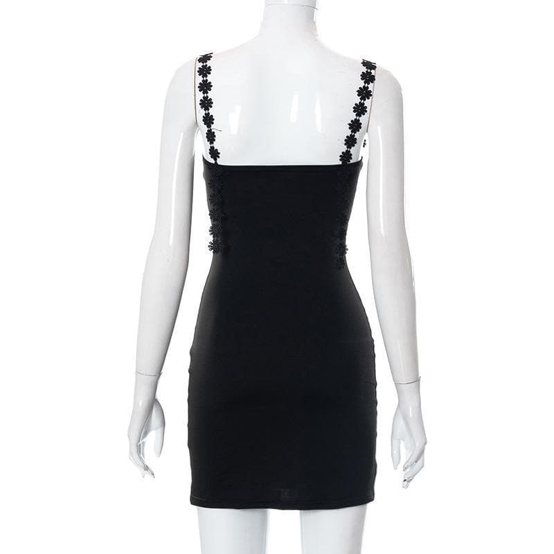 Floral strap square neck dress