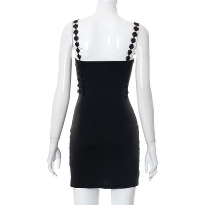 Floral strap square neck dress