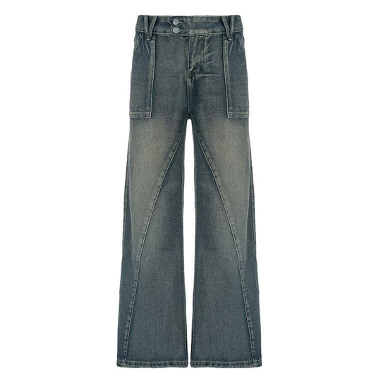 Straight leg button low rise jeans