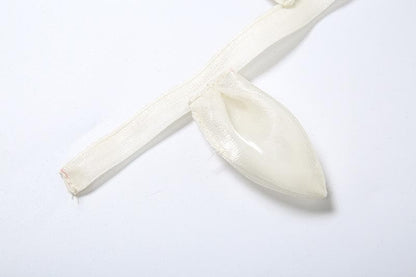 Flower applique backless solid tube top