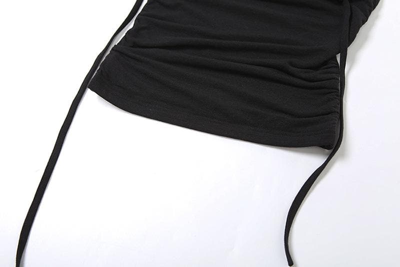 Halter backless solid ruched top