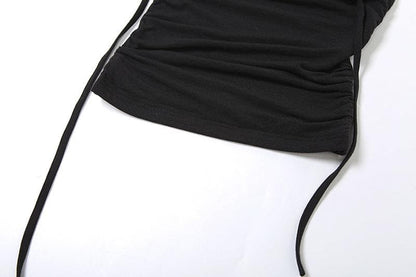 Halter backless solid ruched top