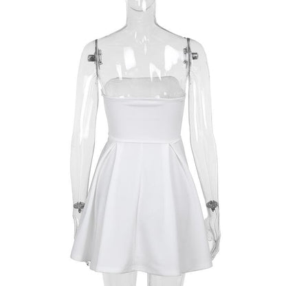 Bustier zip-up backless solid pleated tube mini dress