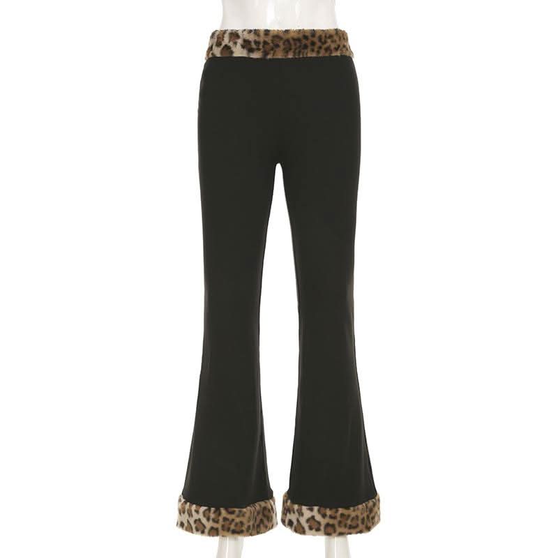 Leopard print fluffy low rise pant