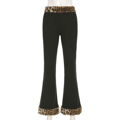 Leopard print fluffy low rise pant