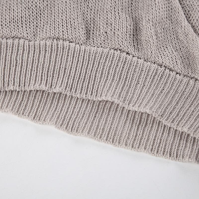 Halter knitted ribbed backless solid top