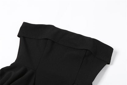 Irregular pleated off shoulder solid backless tube dress