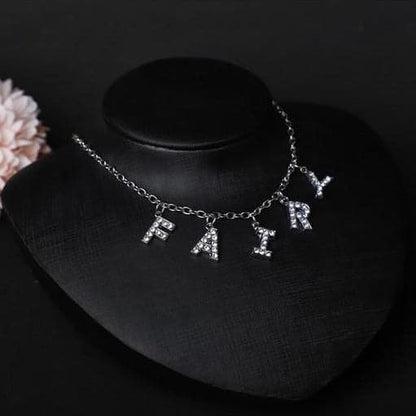 Characters pendant rhinestone necklace