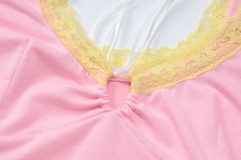 Lace hem self tie cami top