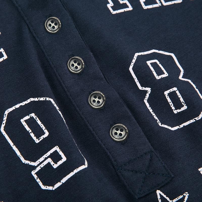 Button long sleeve "1986" pattern contrast top