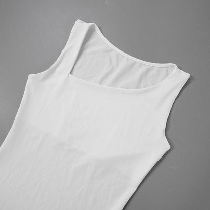 Sleeveless solid irregular maxi dress