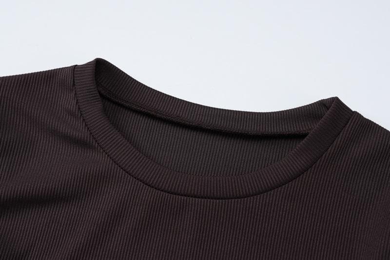 Short sleeve round neck ruffle knotted solid maxi dress