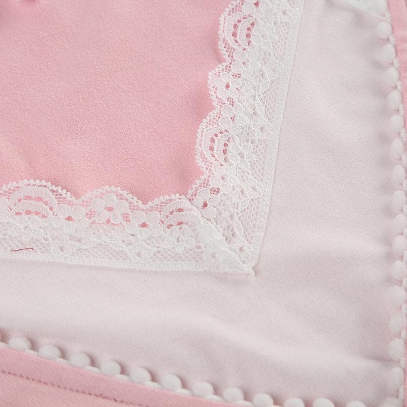 Short puff sleeve halter patchwork bowknot top