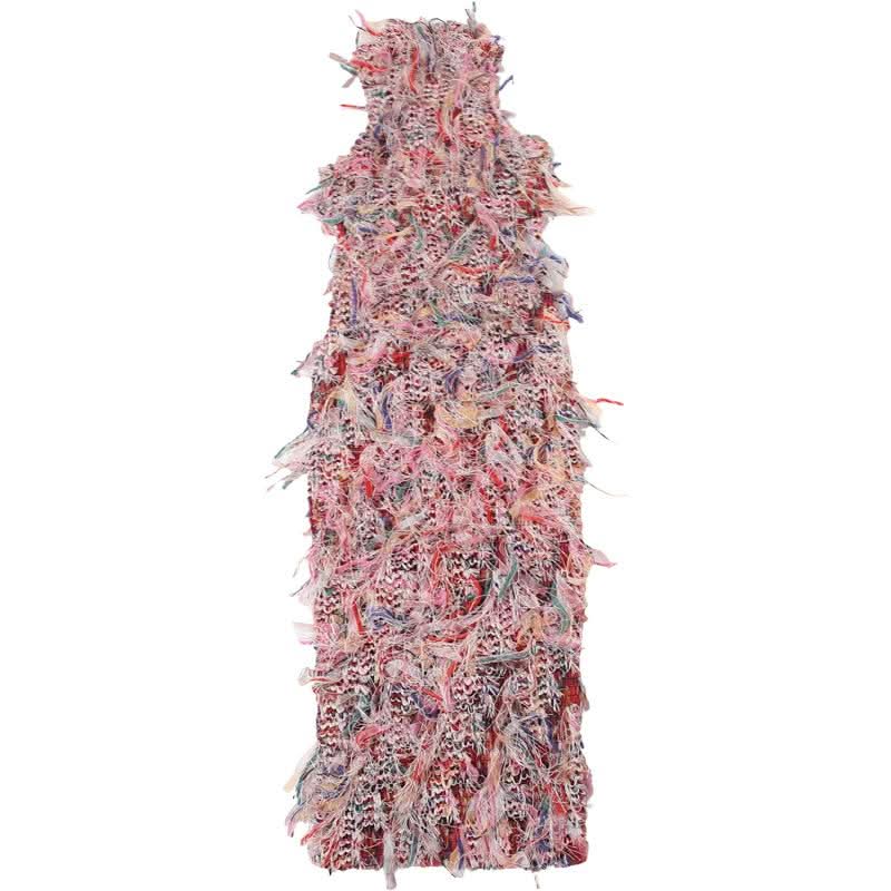 Sleeveless textured ruffle midi dress