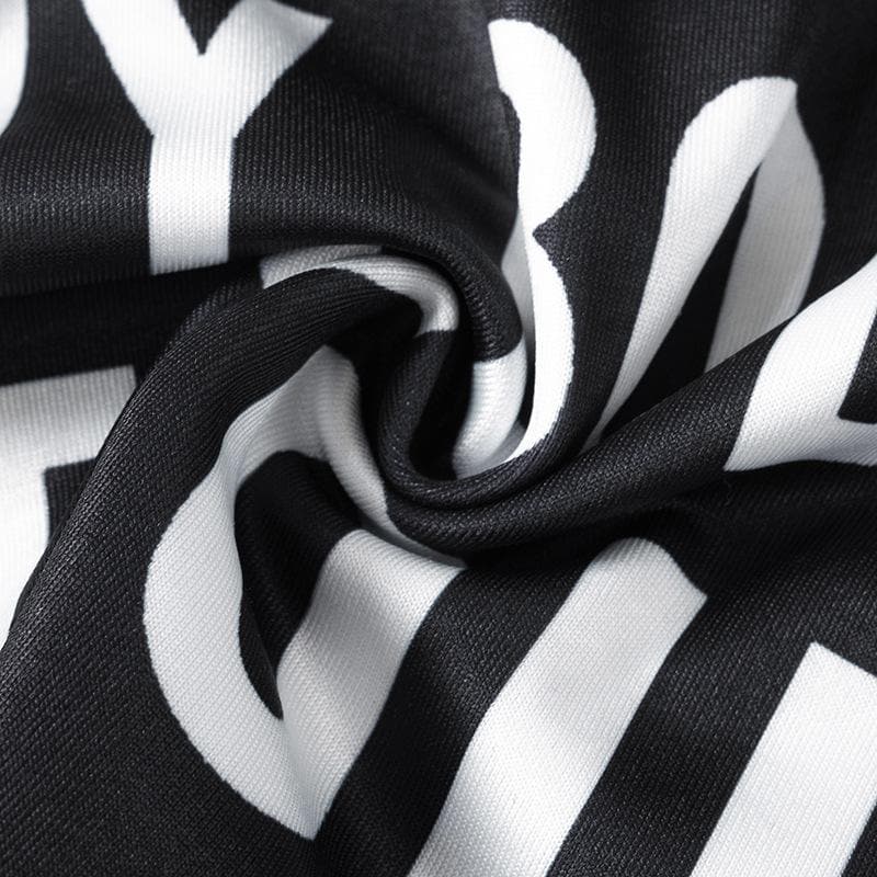 Round neck letter print solid crop tank top