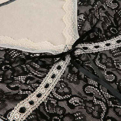 Long flared sleeve lace bowknot top