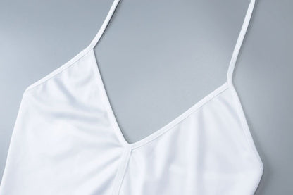 Halter v neck knotted slit maxi skirt set-final-sale