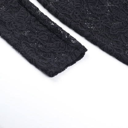 Lace long sleeve hollow out cross front cut out maxi dress