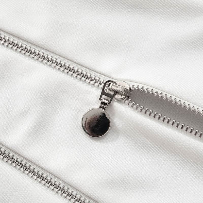 Zip-up hollow out u neck irregular solid cut out top
