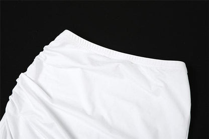 Knotted solid high neck mesh sleeveless ruched maxi skirt set-final-sale