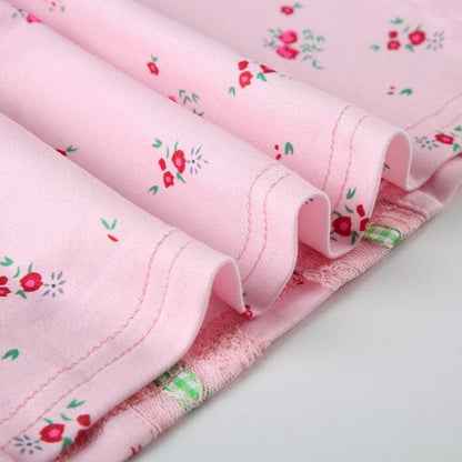 Flower print lace hem bowknot cami top