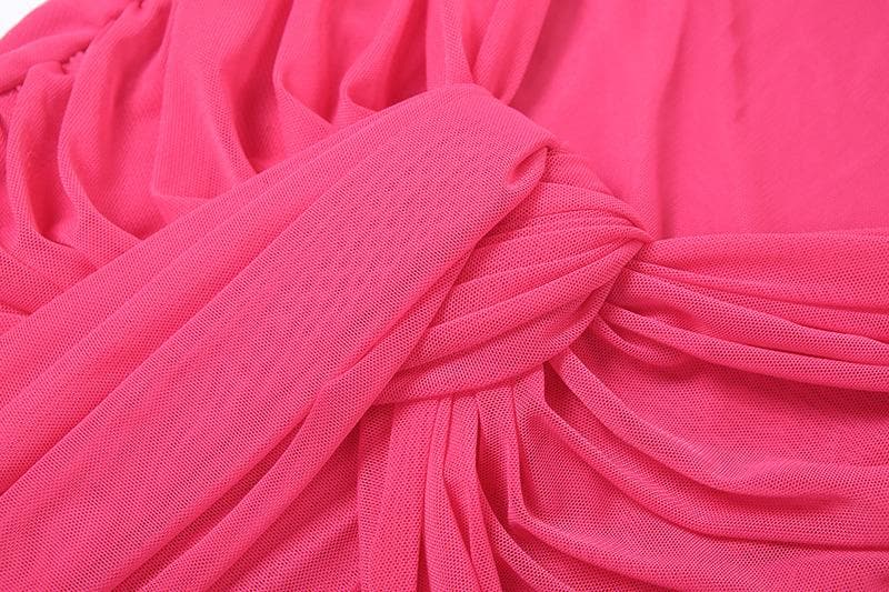 Mesh ruched hollow out see through tube cut out maxi dress