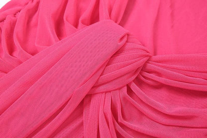 Mesh ruched hollow out see through tube cut out maxi dress