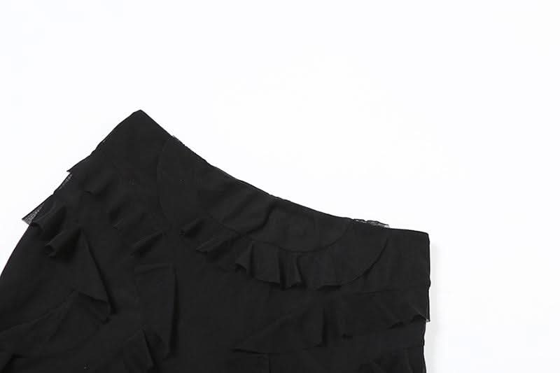 Ruffle mesh solid mini skirt