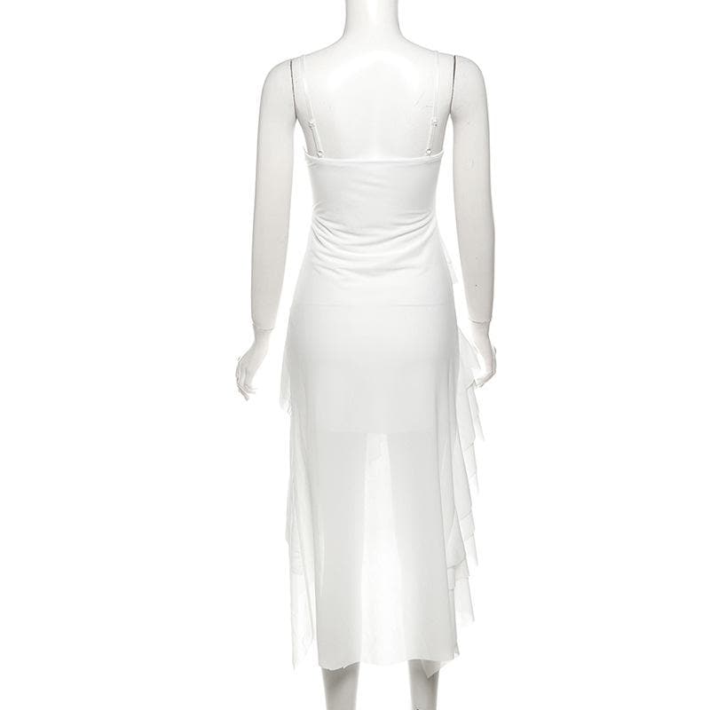 Chiffon ruffle cami midi dress