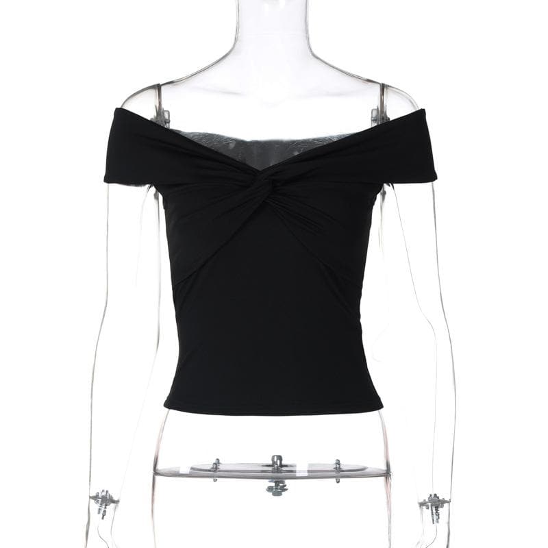 Short sleeve off shoulder ruched top