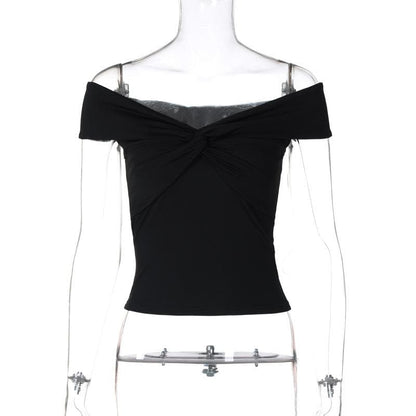 Short sleeve off shoulder ruched top