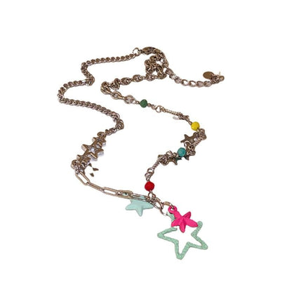 Star pendant multicolor chain necklace