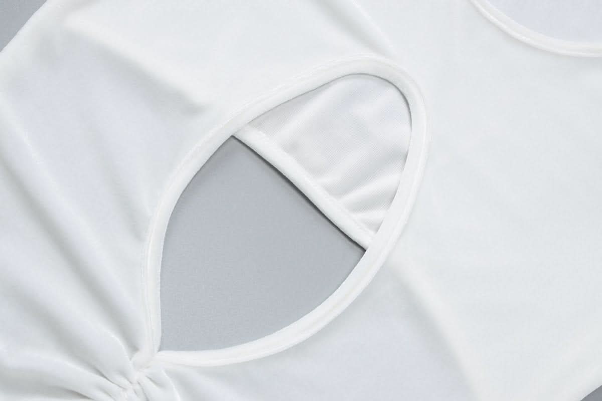 Long sleeve hollow out ruched cut out maxi dress