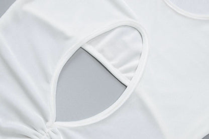 Long sleeve hollow out ruched cut out maxi dress