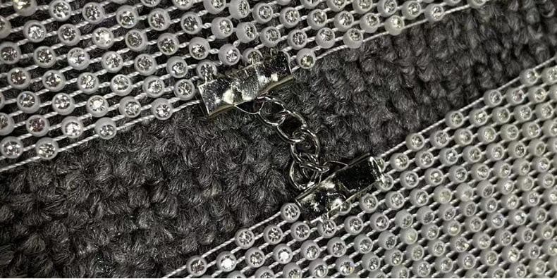 Halter fishnet beaded see through metal chain top