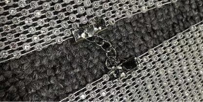 Halter fishnet beaded see through metal chain top